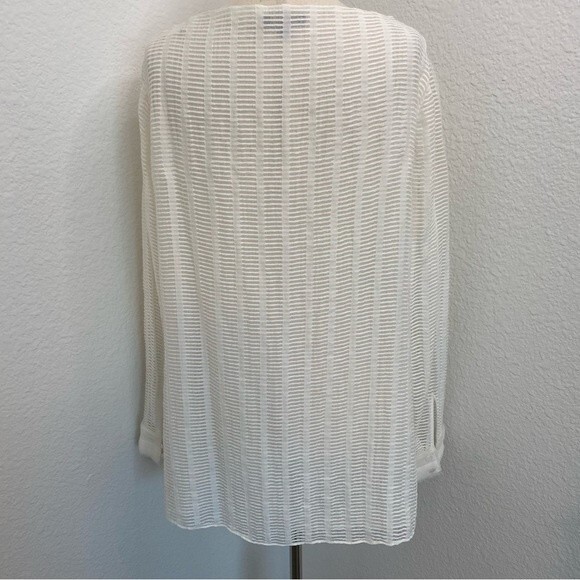 Mossimo Dutti White Unique Cut Out Design Cuff Accent V Neck Top Sexy Glam SZ 8 - Picture 8 of 11